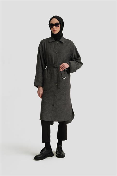 Armine Keten Karışımlı Giy Çık 25K5601 Gri Melanj