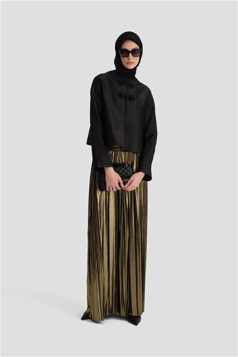 Armine Saten Crop Ceket 24K5700 Siyah