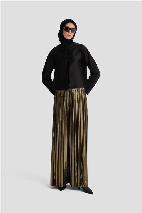 Armine Saten Crop Ceket 24K5700 Siyah