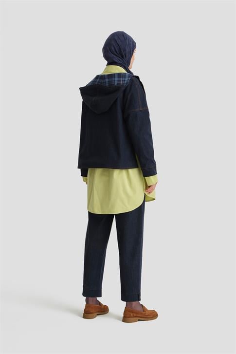 Armine Ekose Astarlı Denim Ceket 24K5701 Lacivert