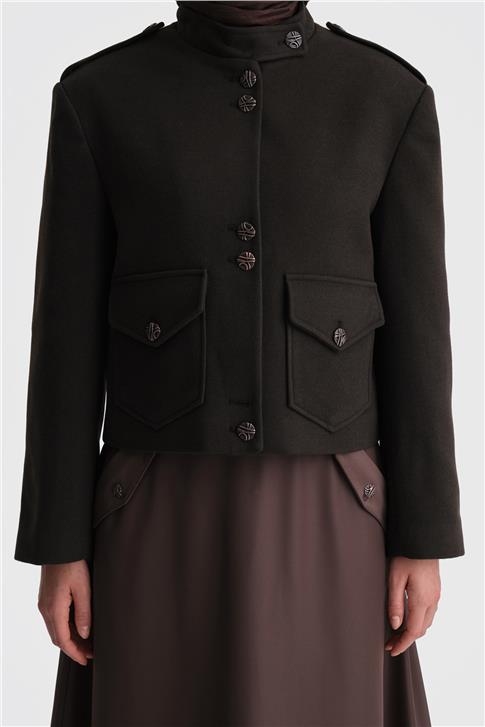 Armine Apoletli Ceket 24K5713 Kahverengi