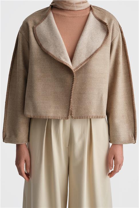 Armine Çoban Dikişli Hırka 25K5715 Bej