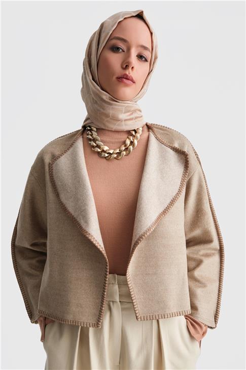 Armine Çoban Dikişli Hırka 25K5715 Bej