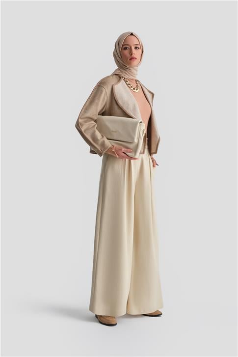 Armine Çoban Dikişli Hırka 25K5715 Bej