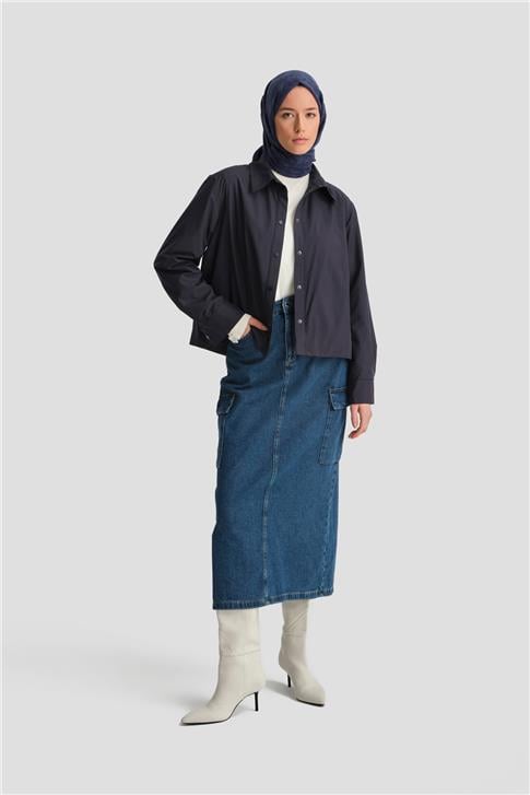 Armine Katlanabilir İnce Ceket 24k5717 Lacivert