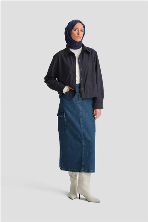 Armine Katlanabilir İnce Ceket 24k5717 Lacivert