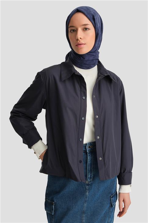 Armine Katlanabilir İnce Ceket 24k5717 Lacivert