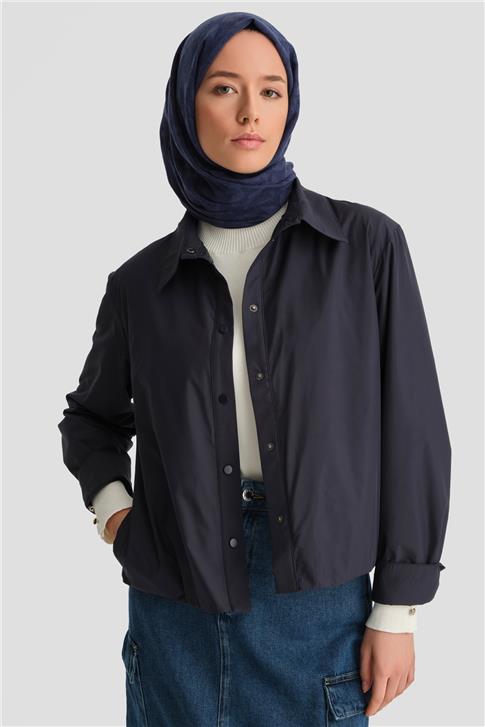 Armine Katlanabilir İnce Ceket 24k5717 Lacivert