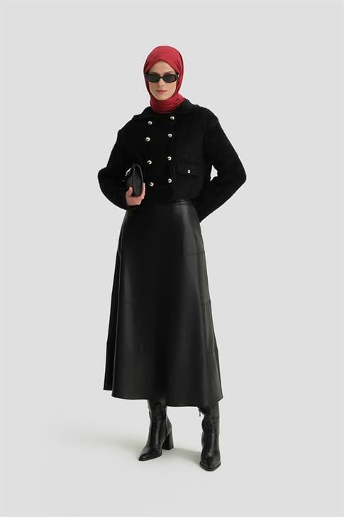 Armine Tüylü Triko Ceket 24K5718 Siyah