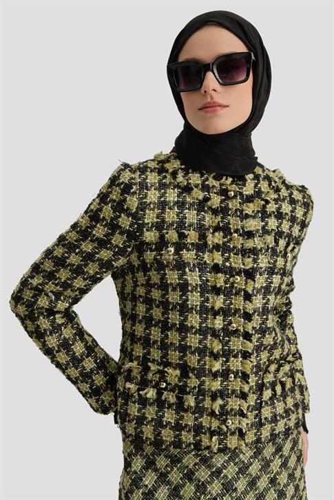 Armine Simli Tüvit Ceket 24K5719 Yeşil