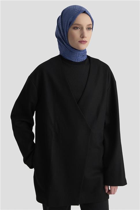 Armine Asimetrik Kapamalı Ceket 24KH5732 Siyah