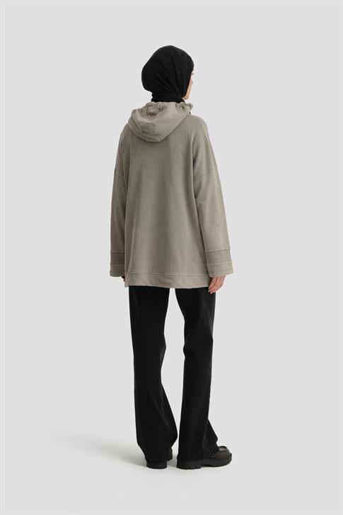 Armine Yıkama Efektli Sweat 24KD6804 Vizon