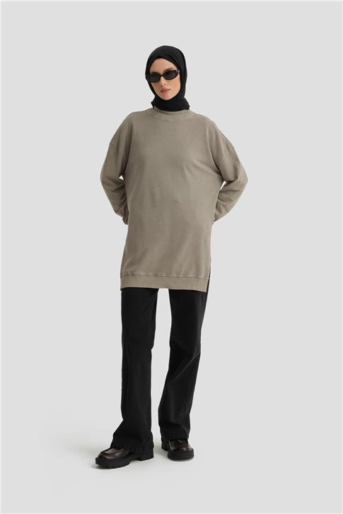 Armine Yıkama Efektli Sweat 24KD6805 Vizon