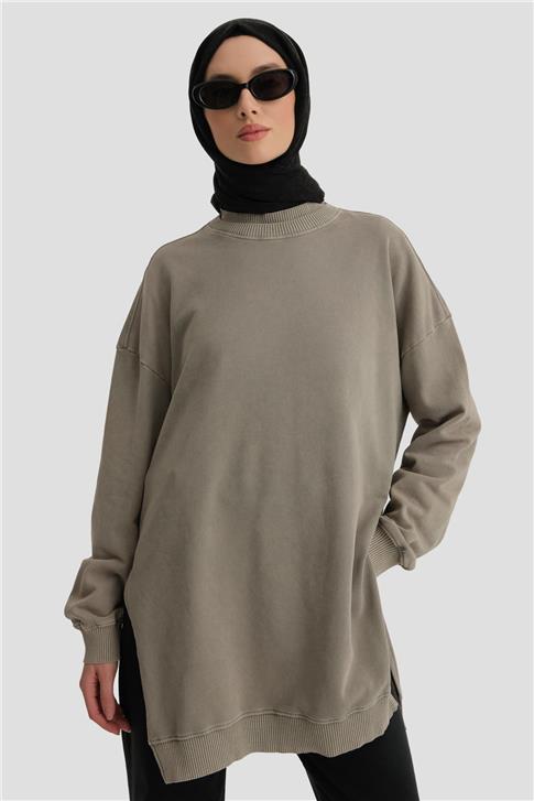 Armine Yıkama Efektli Sweat 24KD6805 Vizon