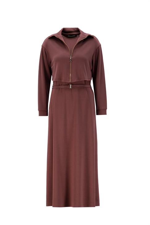 Armine Hırkalı Örme Elbise 24KD6815 Kızıl Kahve