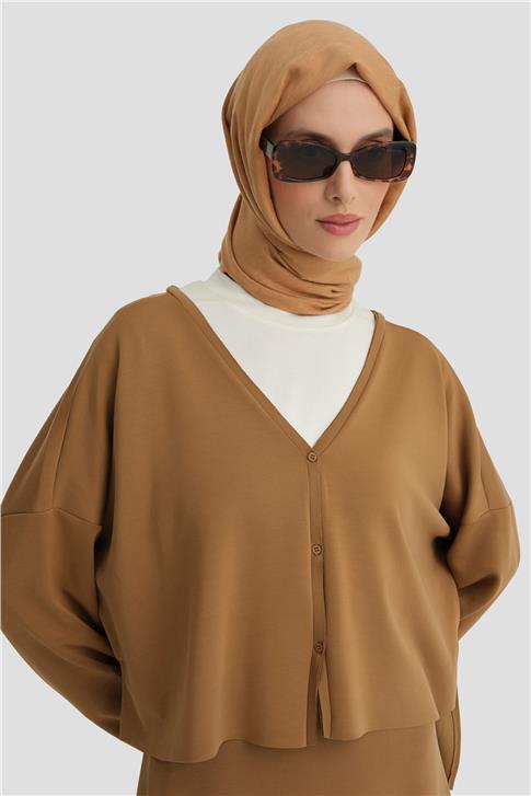 Armine Örme Hırkalı Takım 25KD6816 Camel