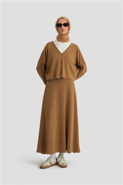 Armine Örme Hırkalı Takım 25KD6816 Camel