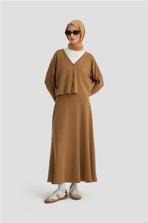 Armine Örme Hırkalı Takım 25KD6816 Camel