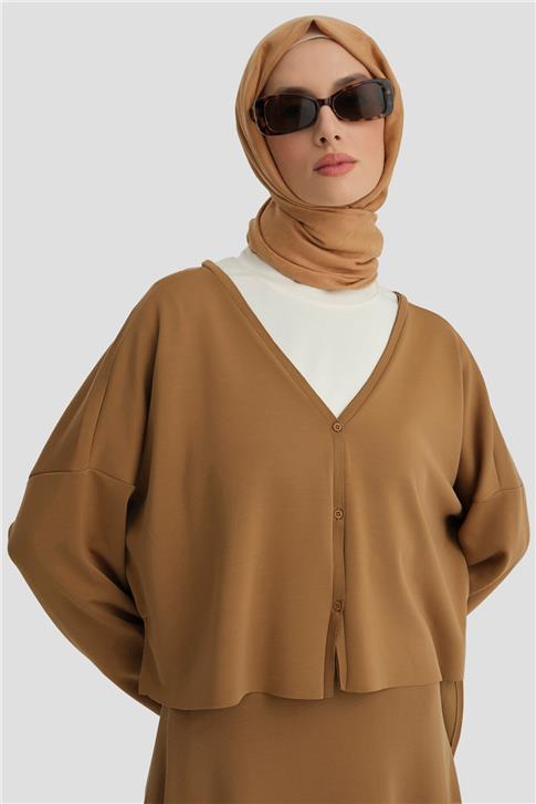 Armine Örme Hırkalı Takım 25KD6816 Camel