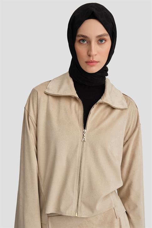 Armine Kesim Detaylı Süet Takım 25K6914 Bej