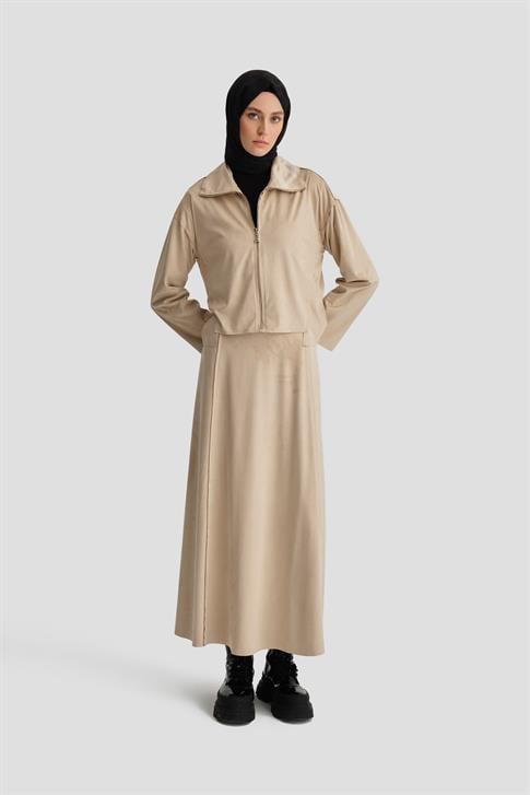 Armine Kesim Detaylı Süet Takım 25K6914 Bej