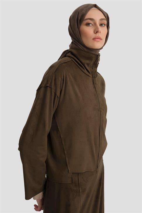 Armine Kesim Detaylı Süet Takım 25K6914 Haki