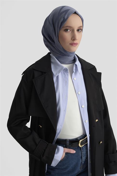 Armine Gold Düğmeli Trençkot 25KTD709 Siyah