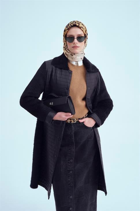 Armine Yumuşak Trikolu Kapitone Kap 25K7507 Siyah