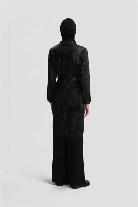 Armine Pliseli Deri Kap 24K7513 Siyah