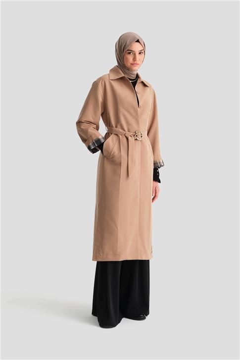 Armine Kolu Açılan Ütü İzli Trençkot 24K7515 Camel