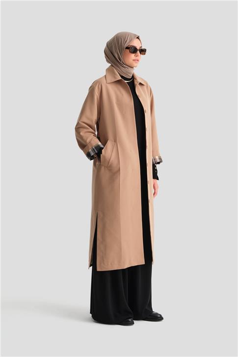 Armine Kolu Açılan Ütü İzli Trençkot 24K7515 Camel