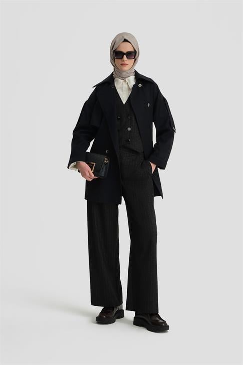 Armine Bağlamalı Trençkot 24K7520 Siyah