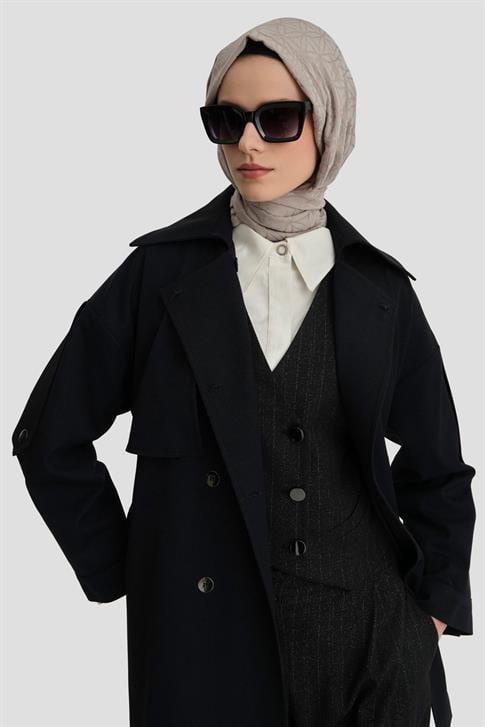 Armine Bağlamalı Trençkot 24K7520 Siyah