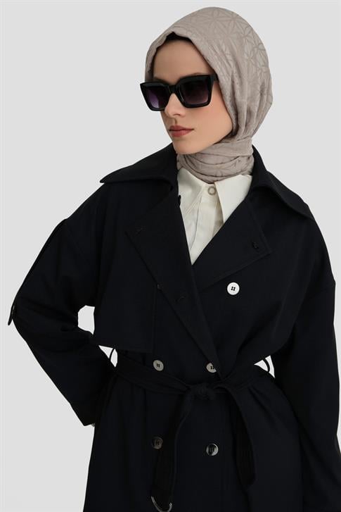 Armine Bağlamalı Trençkot 24K7520 Siyah