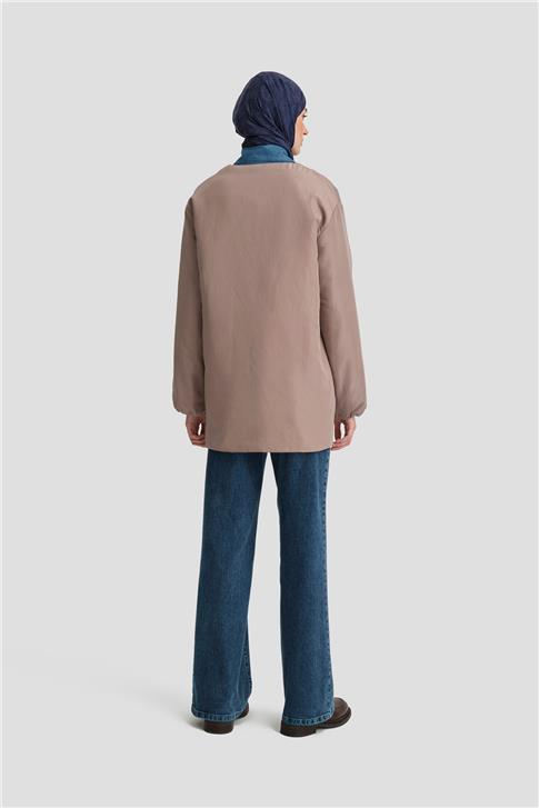 Armine Dikişsiz Elyaflı Bomber Mont 24KD7521 Vizon