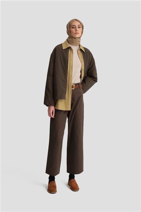 Armine Yaka Ribanalı Bomber Mont 25KD7522 Haki