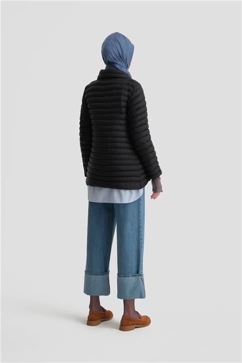 Armine İnce Kapitone Mont 24KD7524 Siyah