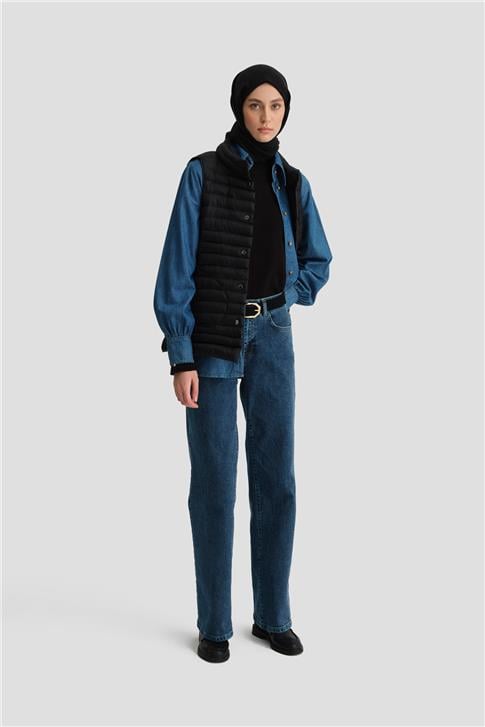 Armine İnce Kapitone Yelek 25KD7526 Siyah