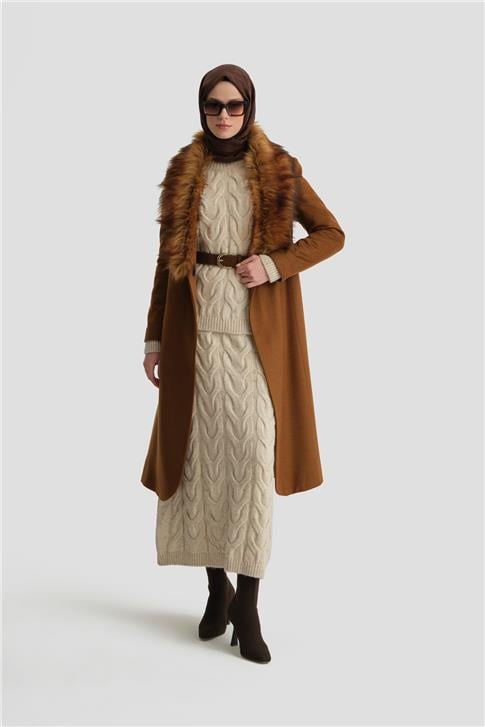 Armine Kürklü Kaşe Kap 25KH7530 Taba