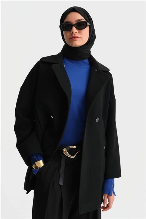 Armine Seyyar Kürklü Kısa Kaban 24K7601 Siyah