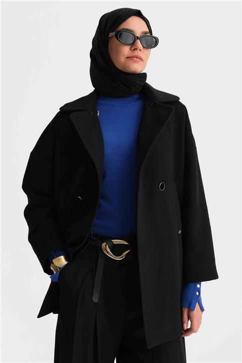 Armine Seyyar Kürklü Kısa Kaban 24K7601 Siyah