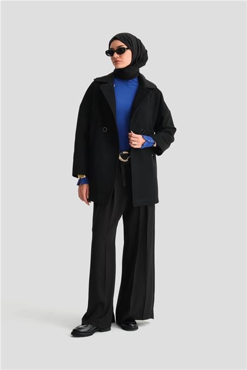 Armine Seyyar Kürklü Kısa Kaban 24K7601 Siyah