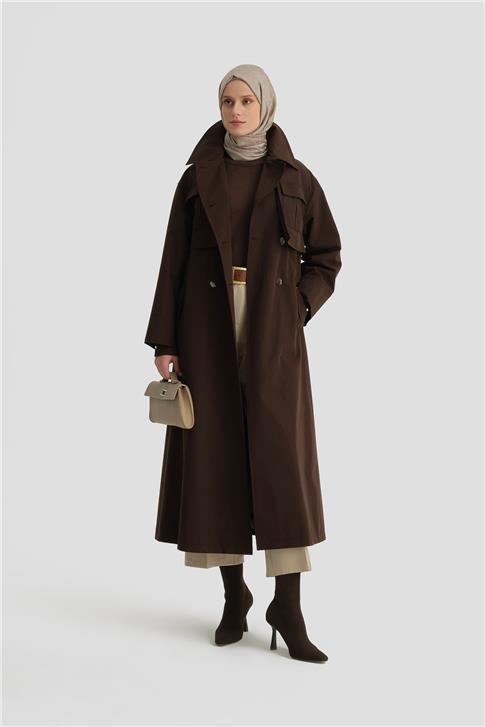 Armine Kargo Cepli Pardesü 24K8000 Kahverengi