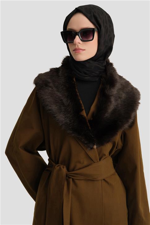 Armine Seyyar Kürklü Pardesü 24K8001 Haki