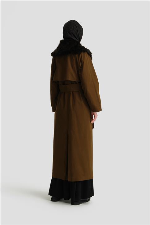 Armine Seyyar Kürklü Pardesü 24K8001 Haki