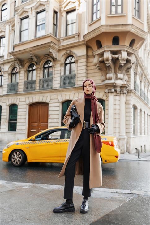 Armine Etiket Detaylı Kaban 24K8102 Camel