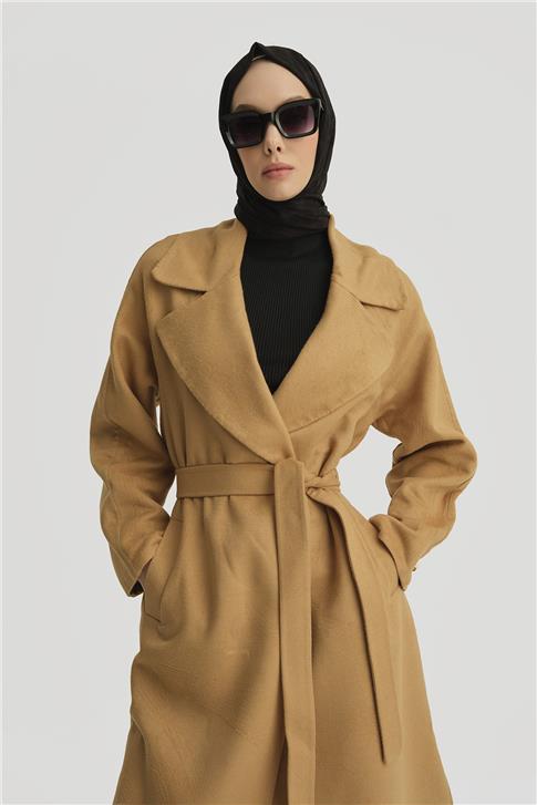 Armine Erkek Yaka Handmade Manto 24K8110 Camel