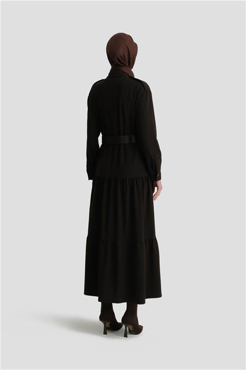 Armine Kemerli Elbise 25K9909 Kahverengi