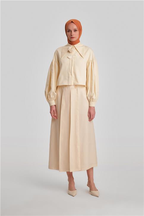 Armine Asimetrik Kapamalı Tencel Etek 24Y1616 Aytaşı