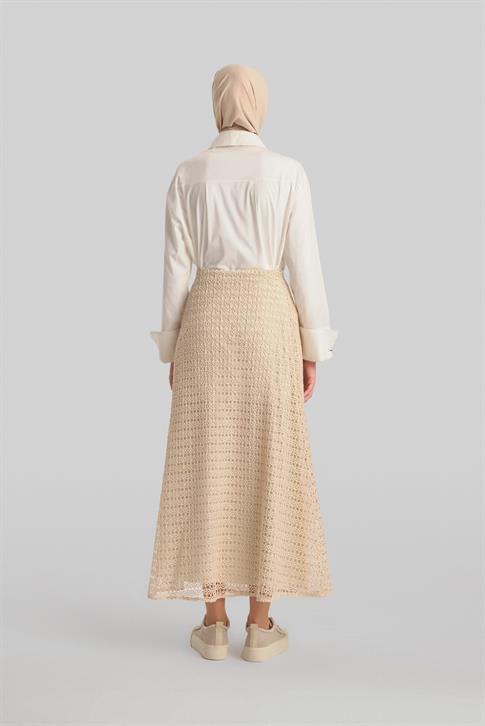 Armine Fileli Kloş Etek 24Y1625 Ekru